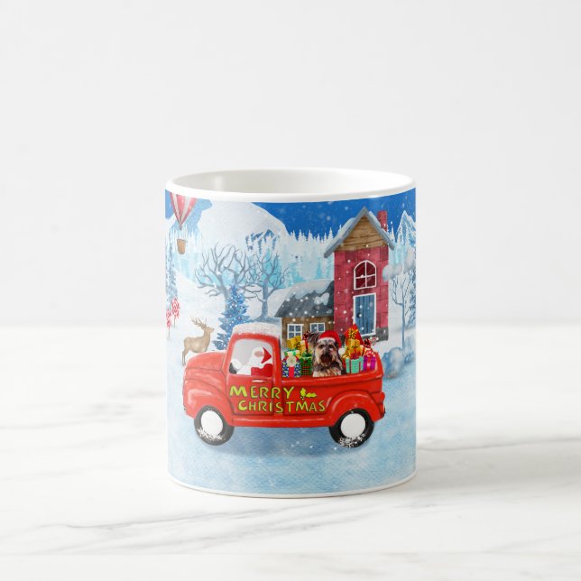 Yorkshire Terrier Dog Christmas Delivery Truck Kaffeetasse (Mittel)