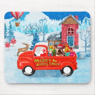 Yorkshire Terrier Dog Christmas Delivery Truck Mousepad