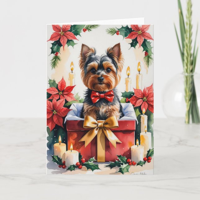 Yorkshire Terrier Dog Christmas Grußkarte Karte (Vorderseite)