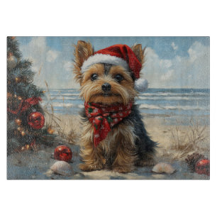 Yorkshire Terrier Dog Christmas Vintag Beach Schneidebrett