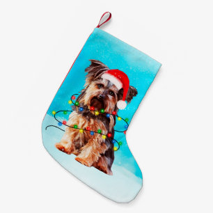 Yorkshire Terrier Dog Christmas Weihnachtsmannmütz Kleiner Weihnachtsstrumpf