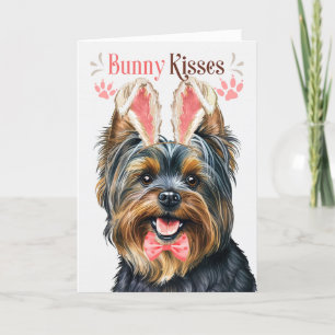 Yorkshire Terrier Dog für Ostern in sonnigen Ohren Feiertagskarte