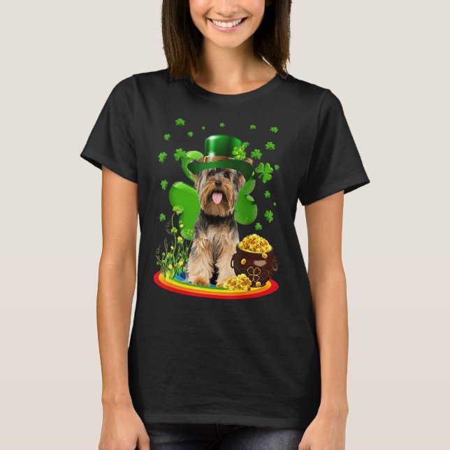 Yorkshire Terrier Dog Kleeblatt St Patricks Day Do T-Shirt (Vorderseite)
