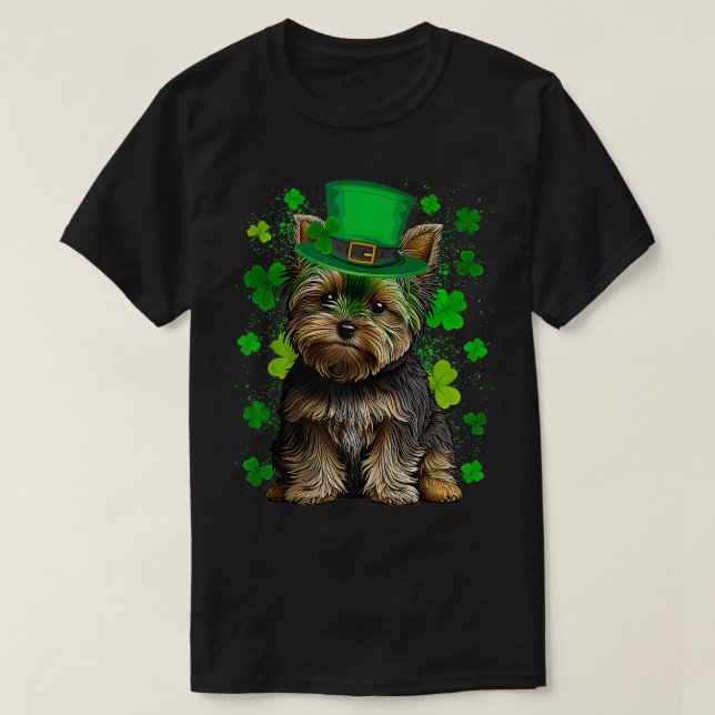 Yorkshire Terrier Dog Kleeblatts St Patricks Day T-Shirt (Design vorne)