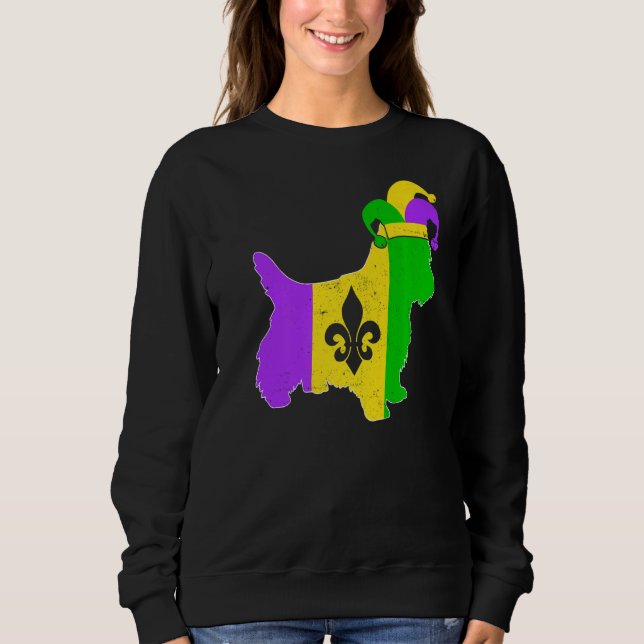Yorkshire Terrier Dog Mardi Gras Carnival Funny Pu Sweatshirt (Vorderseite)