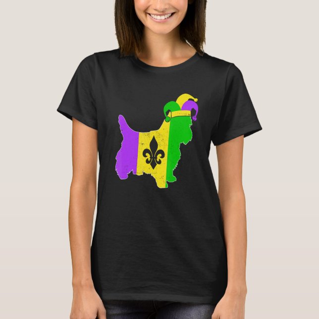 Yorkshire Terrier Dog Mardi Gras Carnival Funny Pu T-Shirt (Vorderseite)