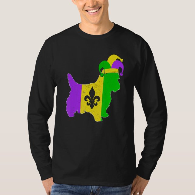 Yorkshire Terrier Dog Mardi Gras Carnival Funny Pu T-Shirt (Vorderseite)