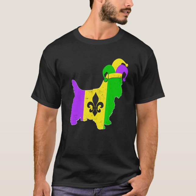 Yorkshire Terrier Dog Mardi Gras Carnival Funny Pu T-Shirt (Vorderseite)