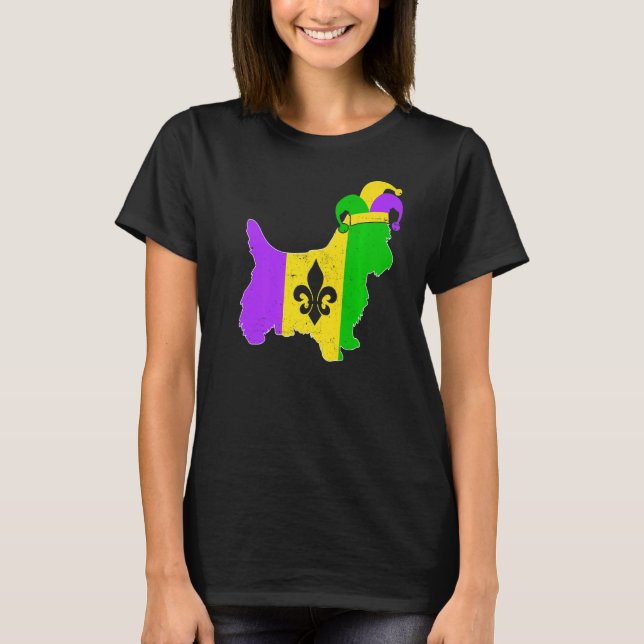 Yorkshire Terrier Dog Mardi Gras Carnival Funny Pu T-Shirt (Vorderseite)