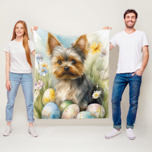 Yorkshire Terrier Dog mit Ostereier Urlaub Fleecedecke