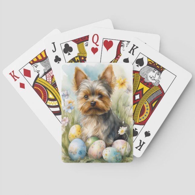 Yorkshire Terrier Dog mit Ostereier Urlaub Spielkarten (Rückseite)