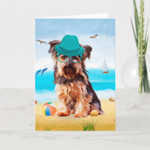 Yorkshire Terrier Dog on Beach Karte
