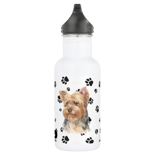 Yorkshire Terrier Dog Pawprint Edelstahlflasche (Rechts)