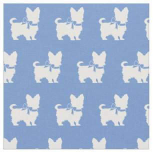 Yorkshire Terrier Dog Silhouette Yorkie Light Blue Stoff