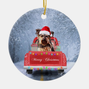 Yorkshire Terrier Dog Snow zu Weihnachten Keramik Ornament