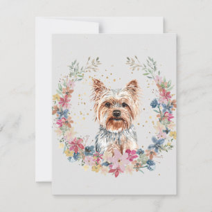 Yorkshire Terrier Dog Spring Floons Monogram Mitteilungskarte