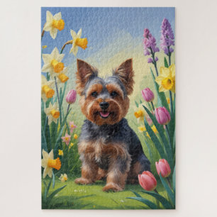 Yorkshire Terrier Dog Spring Flowers Puzzle