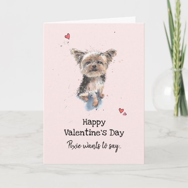 Yorkshire Terrier dog Valentine's day Greetings Karte (Vorderseite)