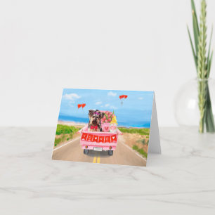 Yorkshire Terrier Dog Valentine's Day Truck Hearts Karte