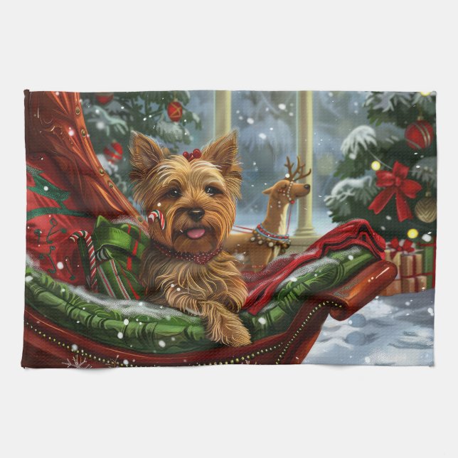 Yorkshire Terrier Dog Weihnachtsfest Geschirrtuch (Horizontal)