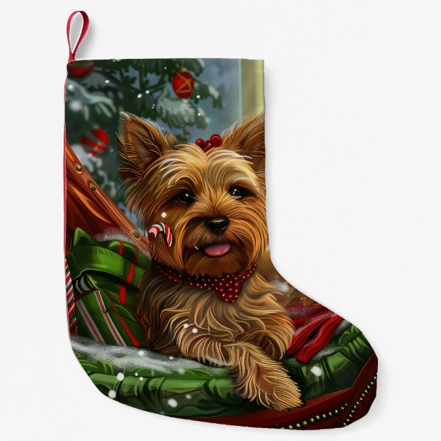 Yorkshire Terrier Dog Weihnachtsfest Kleiner Weihnachtsstrumpf (Vorderseite)