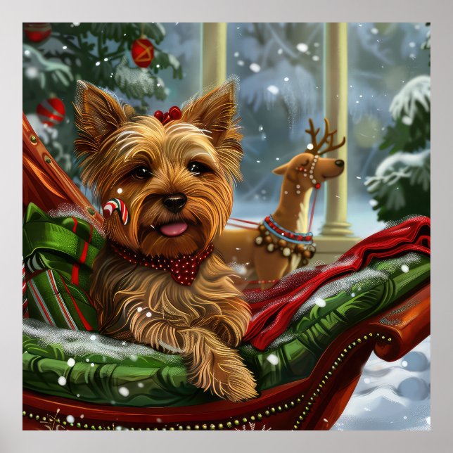 Yorkshire Terrier Dog Weihnachtsfest Poster (Vorne)