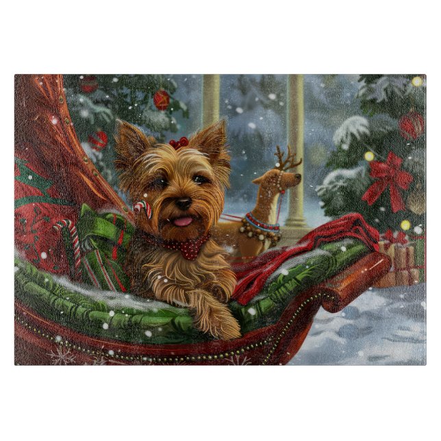 Yorkshire Terrier Dog Weihnachtsfest Schneidebrett (Vorderseite)