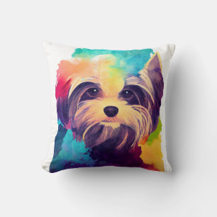 Yorkshire Terrier Dog Wild Nature Animal Colors Ar Kissen