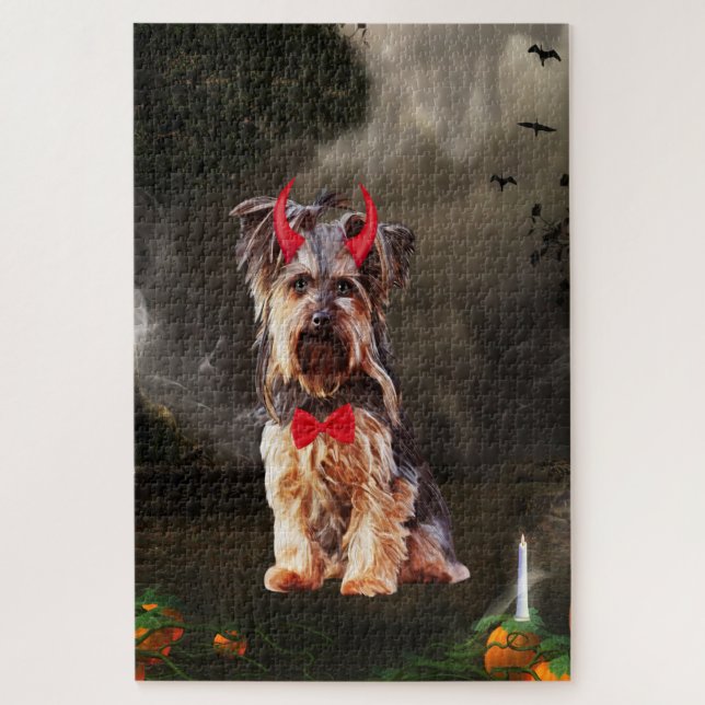 Yorkshire Terrier Dog zu Halloween Puzzle (Vertikal)
