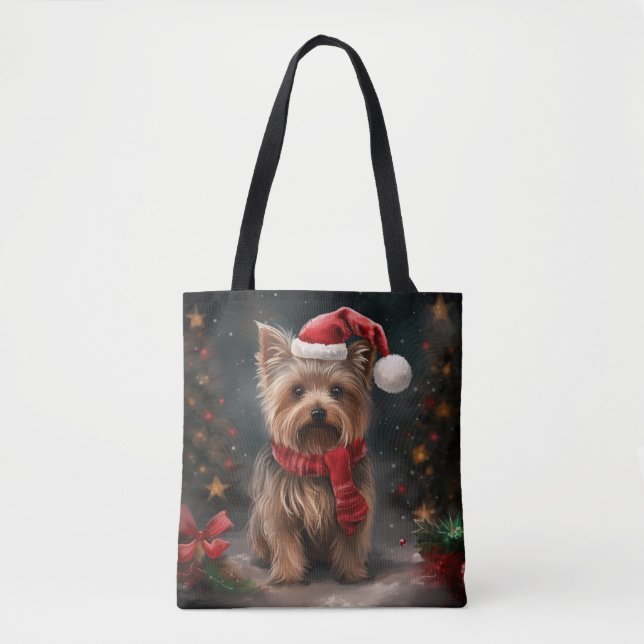 Yorkshire Terrier Dog zu Weihnachten im Schnee (Vorderseite)