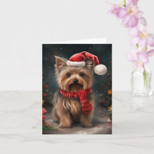 Yorkshire Terrier Dog zu Weihnachten im Schnee Karte
