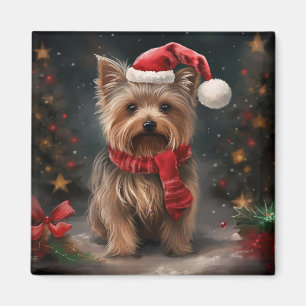 Yorkshire Terrier Dog zu Weihnachten im Schnee Magnet
