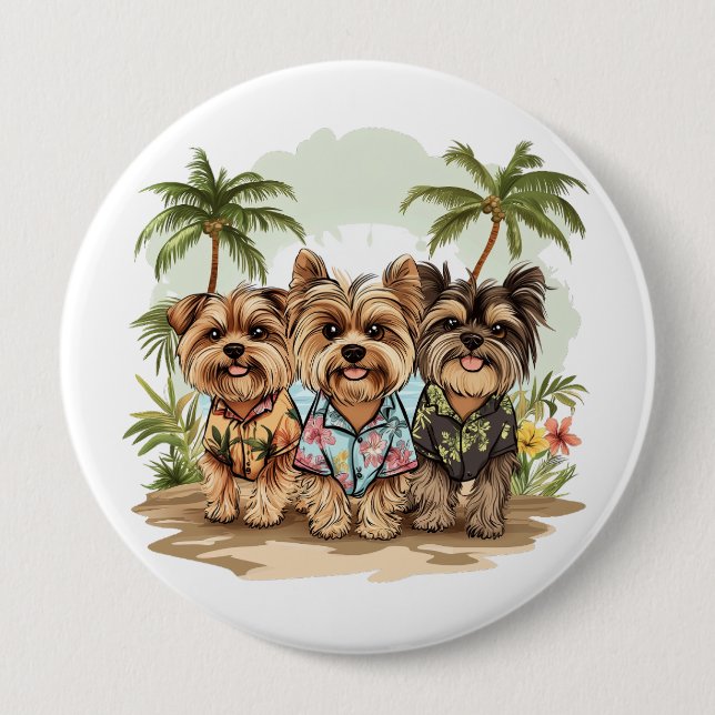 Yorkshire Terrier Dogs Hawaiian Shirts Button (Vorderseite)
