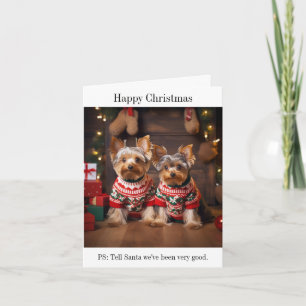 Yorkshire Terrier Dogs Weihnachtskarte Karte