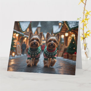 Yorkshire Terrier Dogs Weihnachtsschneeurlaub Karte