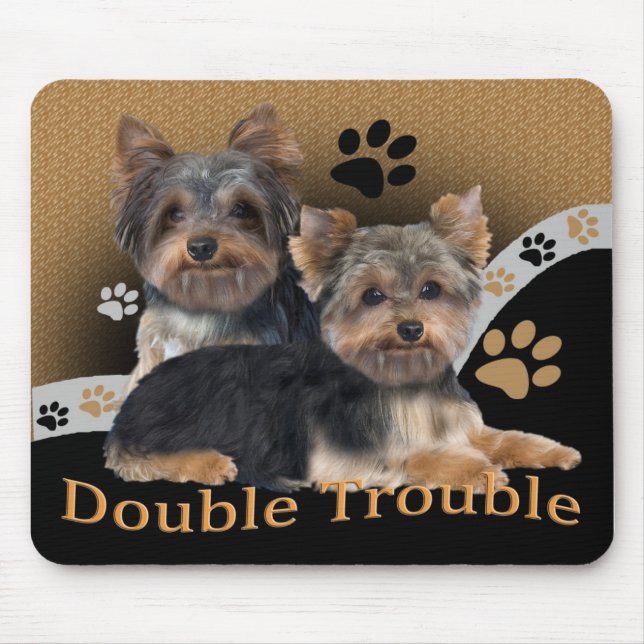 Yorkshire Terrier Double Trouble Geschenke Mousepad (Vorne)