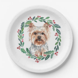 Yorkshire Terrier Elegant Dog Weihnachtsfeiertag Pappteller
