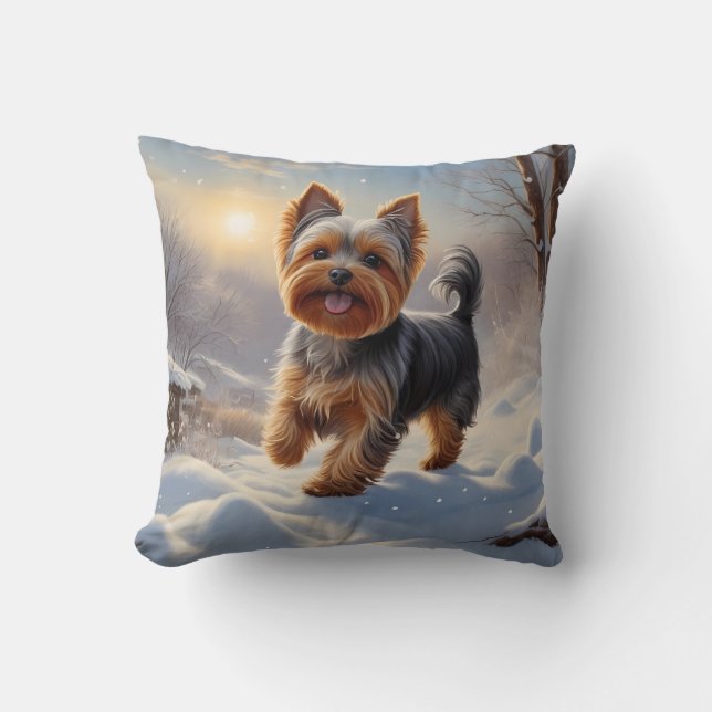 Yorkshire Terrier Elegant Throw Pillow Kissen (Vorderseite)