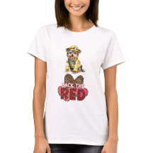 Yorkshire Terrier Firefighter Back the Red