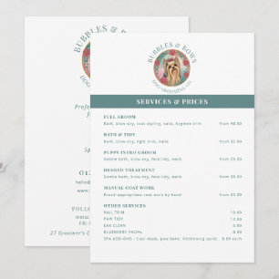 Yorkshire Terrier Friseursalon Preisliste Flyer Menükarte