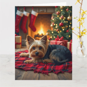 Yorkshire Terrier Gemütlicher Weihnachtsabend Male Karte