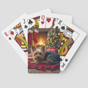 Yorkshire Terrier Gemütlicher Weihnachtsabend Male Spielkarten
