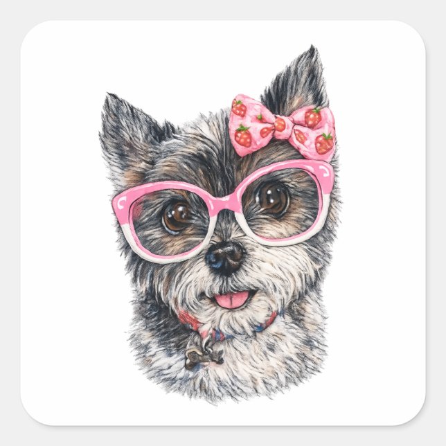 Yorkshire-Terrier-Geschenk für Hundebesitzer Quadratischer Aufkleber (Vorderseite)