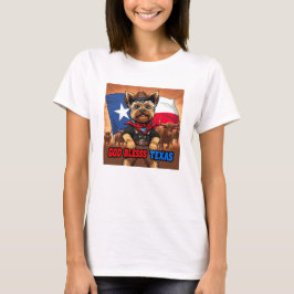 Yorkshire Terrier God Bless Texas T-Shirt