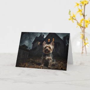 Yorkshire Terrier Halloween Beängstigend Karte