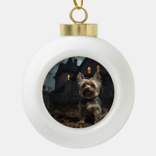Yorkshire Terrier Halloween Beängstigend Keramik Kugel-Ornament