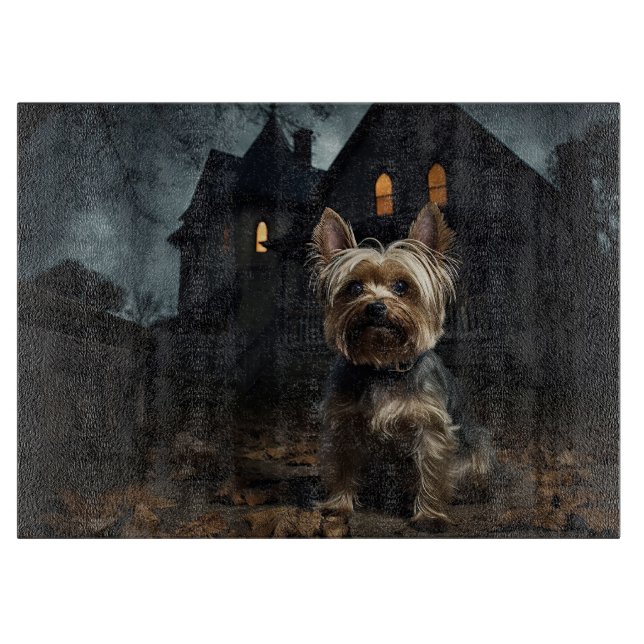 Yorkshire Terrier Halloween Beängstigend Schneidebrett (Vorderseite)