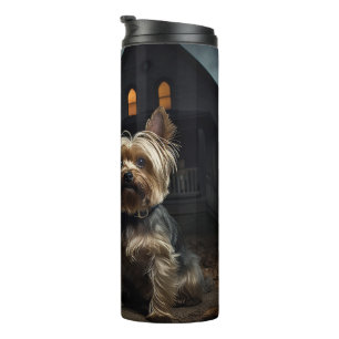 Yorkshire Terrier Halloween Beängstigend Thermosbecher