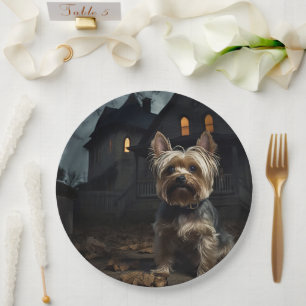 Yorkshire Terrier Halloween Gruselig Pappteller