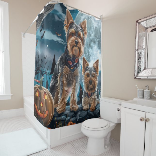 Yorkshire Terrier Halloween Spooky Duschvorhang (Beispiel)